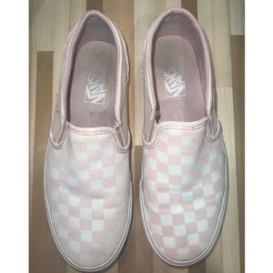 Vans Checkered sz 8.5 pink slip on tennis shoes CUTE!🥰